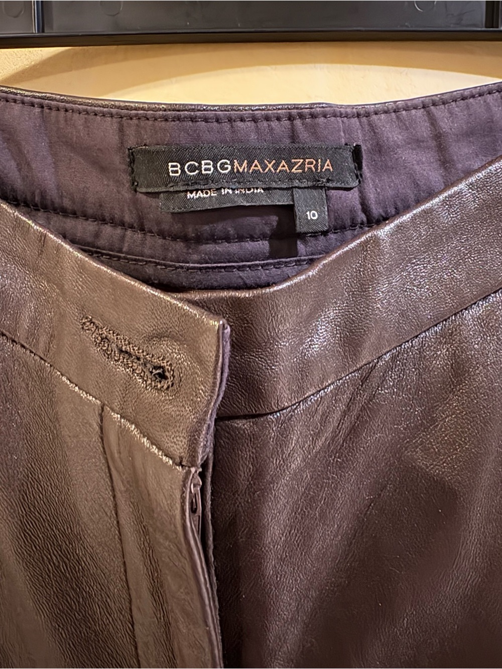 BCBGMaxAzria Leather Pants in Dark Brown